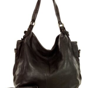 torba skórzana wysokogatunkowa na ramię styl miejski shoulder leather bag - marco mazzini czarna