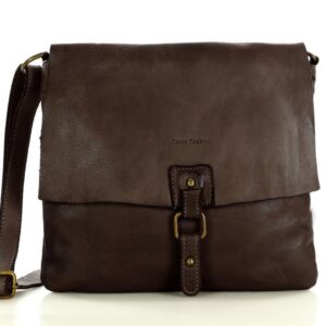 torebka skórzana listonoszka stylowy minimalizm ala messenger leather bag - marco mazzini brąz caffe