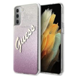 guess guhcs21mpcuglspi s21+ g996 różowy/pink hardcase glitter gradient script