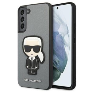 karl lagerfeld klhcs22mokpg s906 s22+ srebrny/silver hardcase saffiano ikonik karl`s patch