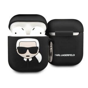 karl lagerfeld klaccsilkhbk airpods cover czarny/black silicone ikonik