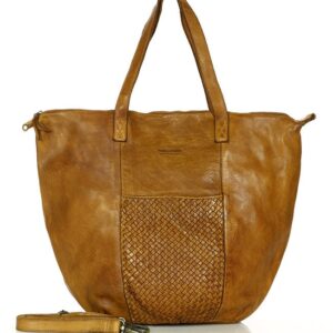 torba damska skórzana shopper z kieszeniami - it bag marco mazzini brąz camel