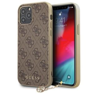guess guhcp12mgf4gbr iphone 12/12 pro 6,1" brązowy/brown hardcase 4g charms collection