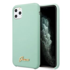 guess guhcn65lslmgg iphone 11 pro max zielony/green hard case silicone vintage gold logo