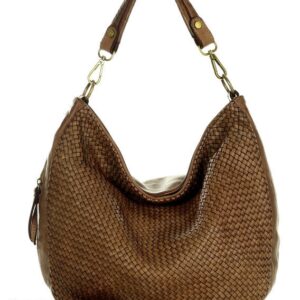 torebka skórzana pleciona na ramię high quality hobo leather bag - marco mazzini brąz