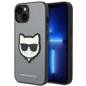 karl lagerfeld klhcp14ssapchg iphone 14 6,1" hardcase srebrny/silver saffiano choupette head patch