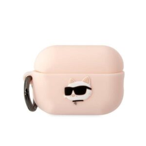 karl lagerfeld klap2runchp airpods pro 2 cover różowy/pink silicone choupette head 3d