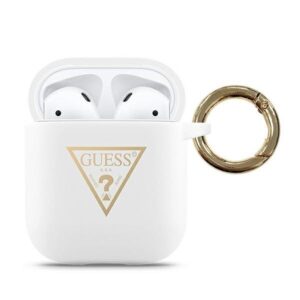 guess guaca2lstlwh airpods cover biały/white silicone triangle logo