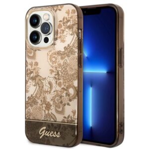guess guhcp14lhgplhc iphone 14 pro 6,1" ochre hardcase porcelain collection
