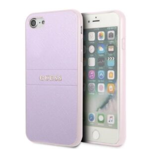 guess guhci8psasbpu iphone 7/8 / se 2020 / se 2022 hardcase fioletowy/purple saffiano hot stamp & metal logo