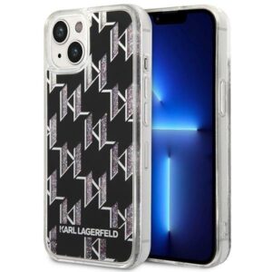 karl lagerfeld klhcp14slmnmk iphone 14 6,1" hardcase czarny/black liquid glitter monogram