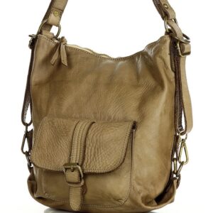 torba skórzana dla wymagających z opcją plecak old school leather bag - marco mazzini beż taupe