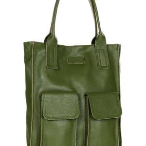 torebka shopper z kieszeniami mazzini - ravenna militarny zielony