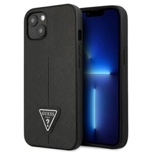 guess guhcp14spsatlk iphone 14 6,1" czarny/black hardcase saffianotriangle logo