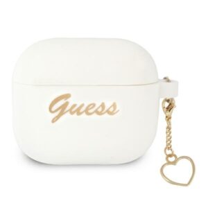 guess gua3lschsh airpods 3 cover biały/white silicone charm heart collection