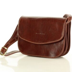 torebka skórzana damska messegerka classic leather bag - marco mazzini brąz marrone