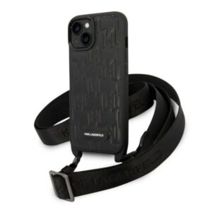 karl lagerfeld klhcp14sstmmk iphone 14 6,1" hardcase czarny/black monogram plaque logo strap