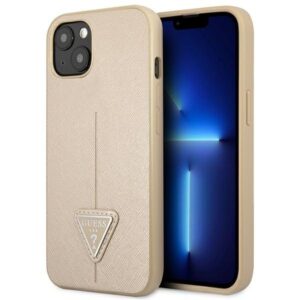 guess guhcp14mpsatle iphone 14 plus 6,7" beżowy/beige hardcase saffianotriangle logo