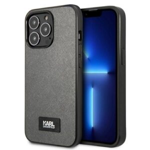 karl lagerfeld klhcp13xsfmp2dg iphone 13 pro max 6,7" hardcase srebrny/silver saffiano plaque