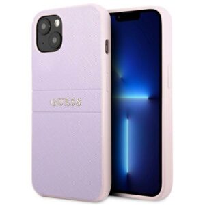 guess guhcp13mpsasbpu iphone 13 6,1" fioletowy/purple saffiano hot stamp & metal logo