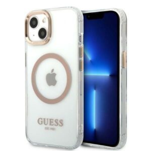 guess guhmp13mhtrmd iphone 13 6,1" złoty/gold hard case metal outline magsafe