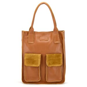 torebka skórzany shopper bag z kieszeniami - marco mazzini