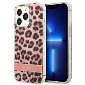 guess guhcp13xhsleop iphone 13 pro max 6,7" różowy/pink hardcase leopard
