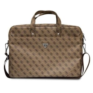 guess torba gucb15p4tw 16" brązowy/ brown saffiano 4g triangle logo