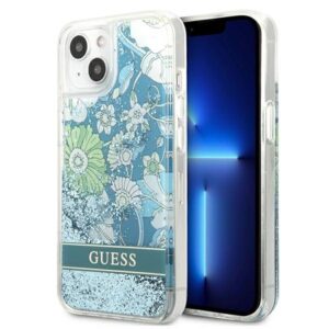 guess guhcp13slflsn iphone 13 mini 5,4" zielony/green hardcase flower liquid glitter