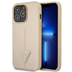 guess guhcp13lpsatle iphone 13 pro / 13 6,1" beżowy/beige hardcase saffianotriangle logo