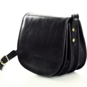 torebka listonoszka półksiężyc skóra saddle bag - marco mazzini czarna