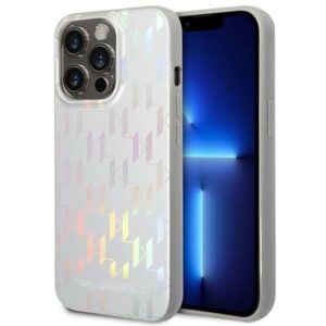 karl lagerfeld klhcp14xlgmmsv3 iphone 14 pro max 6,7" hardcase srebrny/silver monogram iridescent