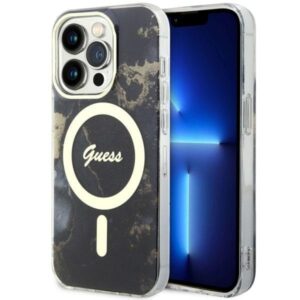 guess guhmp14xhtmrsk iphone 14 pro max 6.7" czarny/black hardcase golden marble magsafe