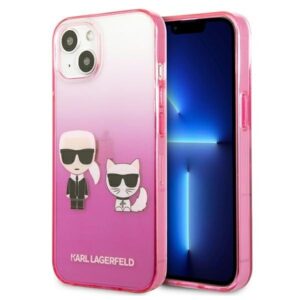 karl lagerfeld klhcp13mtgkcp iphone 13 6,1" hardcase różowy/pink gradient ikonik karl & choupette