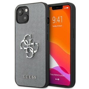 guess guhcp13ssa4gsgr iphone 13 mini 5,4" szary/grey hardcase saffiano 4g metal logo