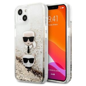 karl lagerfeld klhcp13mkicgld iphone 13 6,1" złoty/gold hardcase liquid glitter karl&choupette head