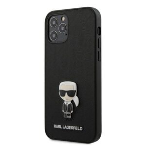 karl lagerfeld klhcp12mikmsbk iphone 12 /12 pro 6,1" czarny/black hardcase saffiano ikonik metal