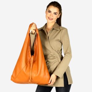 miejska torba shopper bag z gładkiej skóry leather marco mazzini brąz camel