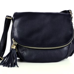 torebka ze skóry półokrągła leather saddle bag - marco mazzini dollaro granatowa