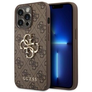 guess guhcp14l4gmgbr iphone 14 pro 6,1" brązowy/brown hardcase 4g big metal logo