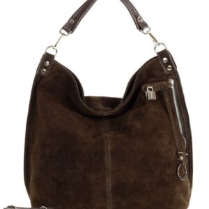torebka skórzana ponadczasowy design worek na ramię xl hobo leather bag - marco mazzini nubuk brąz caffe