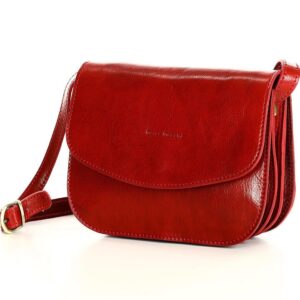 torebka skórzana damska messegerka classic leather bag - marco mazzini czerwony