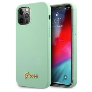 guess guhcp12mlslmggn iphone 12/12 pro 6,1" zielony/green hardcase metal logo script
