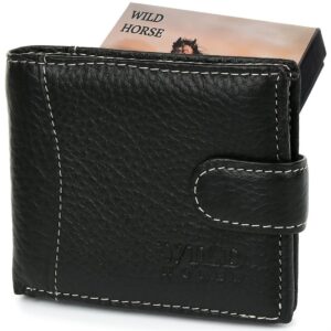 portfel skórzany męski mały z zapinką wild horse rfid l51