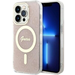 guess guhmp14lh4stp iphone 14 pro 6.1" różowy/pink hardcase 4g magsafe