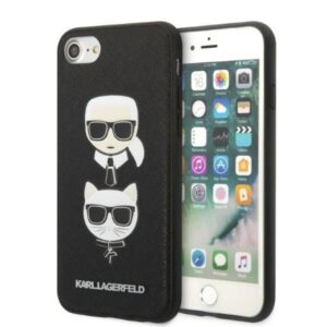 karl lagerfeld klhci8sakickcbk iphone 7/8 / se 2020 / se 2022 czarny/black hardcase saffiano ikonik karl&choupette head