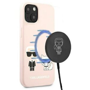 karl lagerfeld klhmp13msskci iphone 13 6,1" hardcase jasnoróżowy/light pink silicone ikonik karl & choupette magsafe