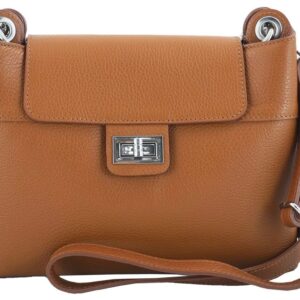 torebka damska skórzana crossbody - brązowa jasna