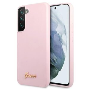guess guhcs22mlslmgla s22+ s906 lawenda/lavender hardcase silicone script metal logo