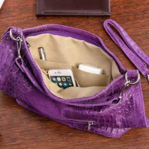 fioletowa torebka skórzana zamszowa shopper w10